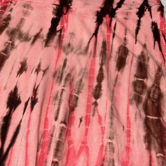 Lucky Brand PINK BROWN TIE Dye Skirt LONG SZ S/M Rayon stretchy festival BEACH M - Picture 10 of 10